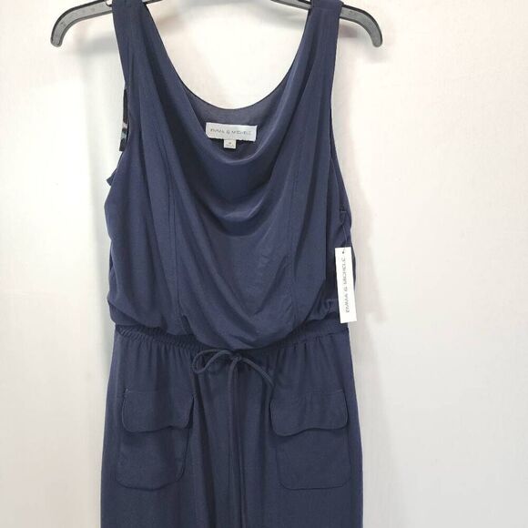 Emma & Michele Size M Navy Sleeveless Jumpsuit S4 - Picture 4 of 8